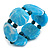 Wide Chunky Resin/ Wood Bead Flex Bracelet in Light Blue/ White - M/ L - view 5