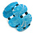 Wide Chunky Resin/ Wood Bead Flex Bracelet in Light Blue/ White - M/ L - view 4