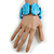 Wide Chunky Resin/ Wood Bead Flex Bracelet in Light Blue/ White - M/ L - view 3