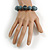 Wood Bead with Animal Print Flex Bracelet in Grey/ Size M - view 3