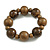 Chunky Wood Bead with Animal Print Flex Bracelet in Bronw/ Size M - view 4