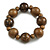 Chunky Wood Bead with Animal Print Flex Bracelet in Bronw/ Size M