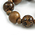 Chunky Wood Bead with Animal Print Flex Bracelet in Bronw/ Size M - view 6