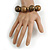 Chunky Wood Bead with Animal Print Flex Bracelet in Bronw/ Size M - view 3