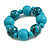 Chunky Wood Bead with Animal Print Flex Bracelet in Turquoise Colour/ Size M - view 2