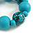 Chunky Wood Bead with Animal Print Flex Bracelet in Turquoise Colour/ Size M - view 4