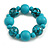Chunky Wood Bead with Animal Print Flex Bracelet in Turquoise Colour/ Size M - view 5
