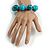 Chunky Wood Bead with Animal Print Flex Bracelet in Turquoise Colour/ Size M - view 3