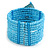 Light Blue Glass Bead Flex Cuff Bracelet with Shell Flower - M/ L - view 5