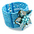 Light Blue Glass Bead Flex Cuff Bracelet with Shell Flower - M/ L - view 7