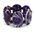 Wide Chunky Resin/ Wood Bead Flex Bracelet in Purple/ White - M/ L - view 2