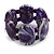 Wide Chunky Resin/ Wood Bead Flex Bracelet in Purple/ White - M/ L - view 4