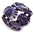 Wide Chunky Resin/ Wood Bead Flex Bracelet in Purple/ White - M/ L - view 5
