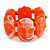 Wide Chunky Resin/ Wood Bead Flex Bracelet in Orange/ White - M/ L - view 2