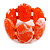 Wide Chunky Resin/ Wood Bead Flex Bracelet in Orange/ White - M/ L - view 4