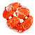 Wide Chunky Resin/ Wood Bead Flex Bracelet in Orange/ White - M/ L - view 5