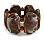 Wide Chunky Resin/ Wood Bead Flex Bracelet in Brown/ White - M/ L - view 2