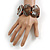 Wide Chunky Resin/ Wood Bead Flex Bracelet in Brown/ White - M/ L - view 3