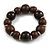 Wood Bead with Animal Print Flex Bracelet in Brown/ Size M
