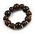 Wood Bead with Animal Print Flex Bracelet in Brown/ Size M - view 2