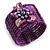 Purple Glass Bead Flex Cuff Bracelet with Shell Flower - M/ L - view 6