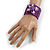 Purple Glass Bead Flex Cuff Bracelet with Shell Flower - M/ L - view 3