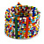 Multicoloured Glass Bead Flex Cuff Bracelet with Shell Flower - M/ L - view 5