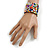Multicoloured Glass Bead Flex Cuff Bracelet with Shell Flower - M/ L - view 3