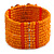 Orange Glass Bead Flex Cuff Bracelet with Shell Flower - M/ L - view 4