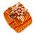 Orange Glass Bead Flex Cuff Bracelet with Shell Flower - M/ L - view 5