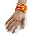 Orange Glass Bead Flex Cuff Bracelet with Shell Flower - M/ L - view 3