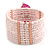 Light Pink Glass Bead Flex Cuff Bracelet with Shell Flower - M/ L - view 4