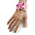 Light Pink Glass Bead Flex Cuff Bracelet with Shell Flower - M/ L - view 3