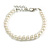 5mm Classic White Faux Pearl Bead Bracelet with Silver Tone Closure - 16cm L/5cm Ext