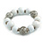 Wood Bead with Animal Print Flex Bracelet in White/Black/ Size M - view 4