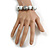 Wood Bead with Animal Print Flex Bracelet in White/Black/ Size M - view 3