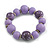 Wood Bead with Animal Print Flex Bracelet in Lilac Purple/ Size M