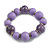 Wood Bead with Animal Print Flex Bracelet in Lilac Purple/ Size M - view 4