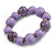 Wood Bead with Animal Print Flex Bracelet in Lilac Purple/ Size M - view 5