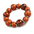 Wood Bead with Animal Print Flex Bracelet in Copper Brown/ Size M - view 2