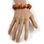 Wood Bead with Animal Print Flex Bracelet in Copper Brown/ Size M - view 3