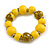 Wood Bead with Animal Print Flex Bracelet in Yellow/ Size M