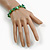 Emerald Green Glass and Sea Shell Bead Flex Bracelet - M/L - view 3