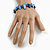Blue Glass and Sea Shell Bead Flex Bracelet - M/L - view 2