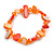 Orange/Coral Glass and Sea Shell Bead Flex Bracelet - M/L - view 3