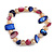 Glass Bead and Sea Shell Nugget Flex Bracelet in Blue/Plum/Citrine - Size M/L - view 2