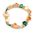 Glass Bead and Sea Shell Nugget Flex Bracelet in Melon Orange/Light Yellow/Green - Size M/L - view 3