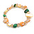 Glass Bead and Sea Shell Nugget Flex Bracelet in Melon Orange/Light Yellow/Green - Size M/L - view 4