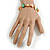 Glass Bead and Sea Shell Nugget Flex Bracelet in Melon Orange/Light Yellow/Green - Size M/L - view 2