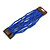 Lapis Blue Glass Bead Multistrand Flex Bracelet With Wooden Closure - 18cm L - view 3